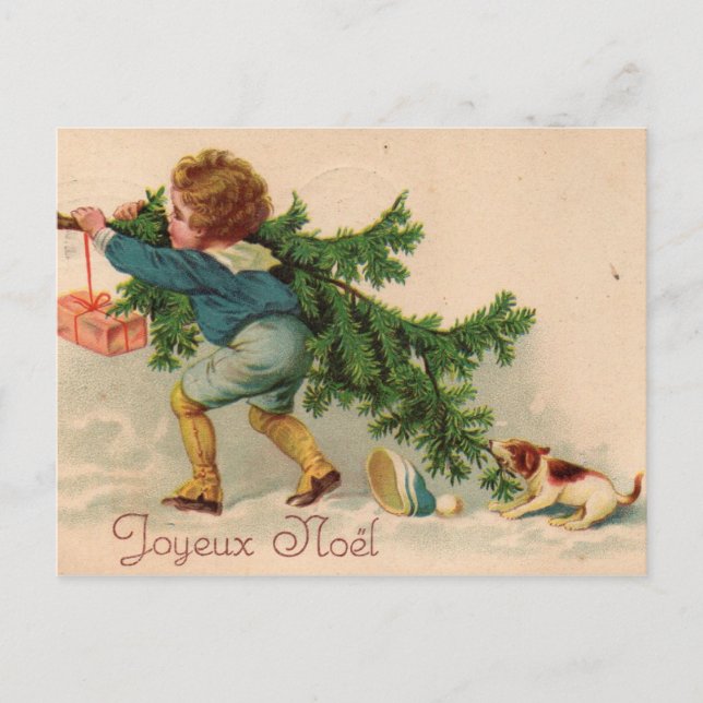 Cartão Postal Joyeux Noël chien (Frente)