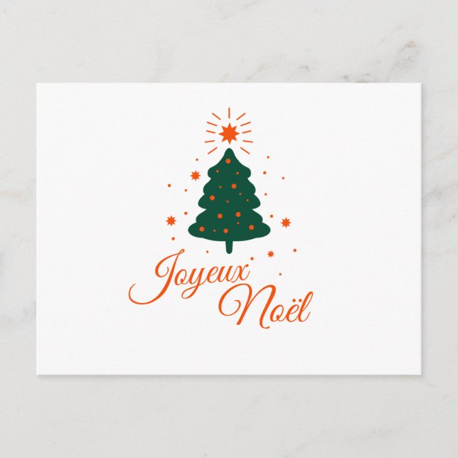 Cartão Postal Joyeux Noël en rouge : sapin classique et joyeux (Frente)