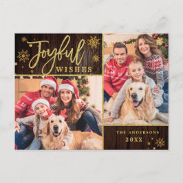 Cartão Postal Joyful Dourado Frame Moderno Script 2 PHOTO Saudaç