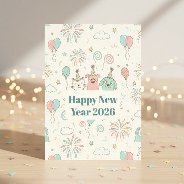 Cartão Postal Joyful New Year’s Eve Party 2026 Greeting  (Criador carregado)