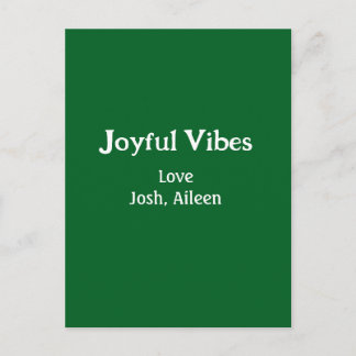 Cartão Postal Joyful Vibes green Christmas holidays love family