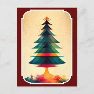 Cartão Postal Joyfull Christmas Tree Geométrico Artsy Design