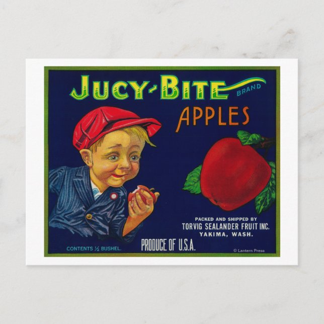 Cartão Postal Jucy Bite Apple Crate LabelYakima, WA (Frente)