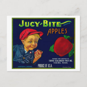Cartão Postal Jucy Bite Apple Crate LabelYakima, WA