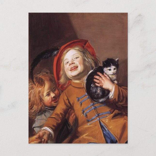 Cartão Postal Judith Leyster- Crianças Rindo com um Gato (Frente)