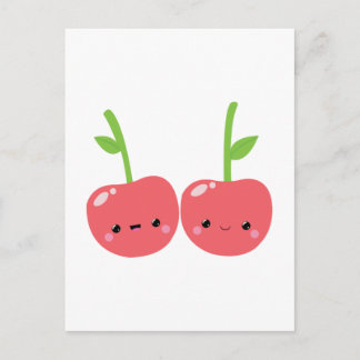 Cartão Postal Juicy Cute Kawaii Cherries