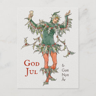 Cartão Postal Julhälsning Walter Crane Holly (Järneksmannen)