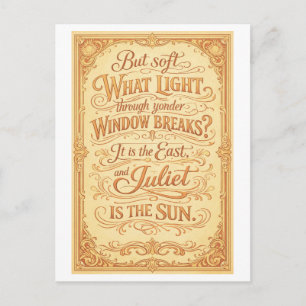 Cartão Postal "Julieta É o Sol" Shakespeare