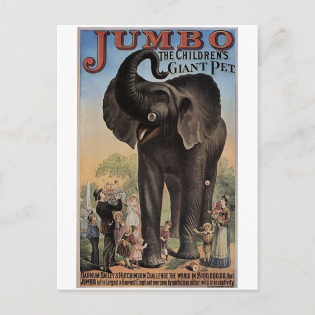 Cartão Postal Jumbo: Teatro De Retrô De Elefante Gigante (Frente)