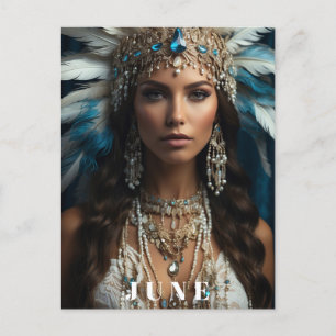 Cartão Postal *~ JUNE Boho Mulher ANIVERSÁRIO PÉROLAS AP53