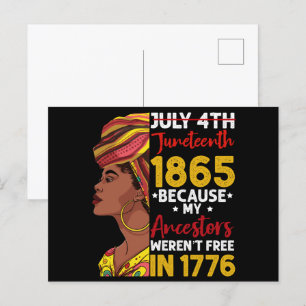 Cartão Postal Juneteenth Porque Meus Ancestrais Não Eram Livres