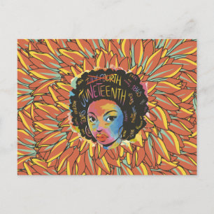 Cartão Postal Juneteenth Sunflower - Dia da Liberdade Negra 1865