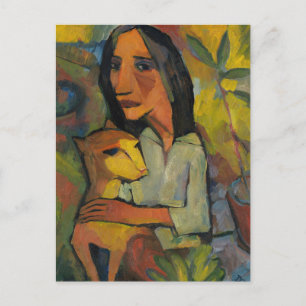 Cartão Postal Junge Frau mit Katze por Dorothea Maetzel-Johannse