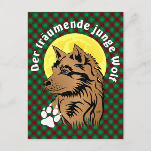Cartão Postal junger träumender Wolf Postkarte