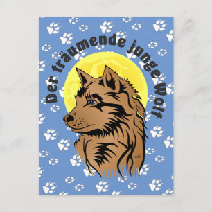 Cartão Postal junger träumender Wolf Postkarte