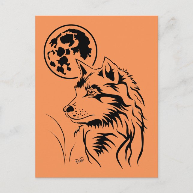 Cartão Postal junger träumender Wolf Postkarte (Frente)