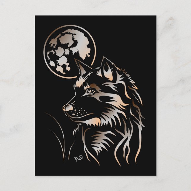 Cartão Postal junger träumender Wolf Postkarte (Frente)