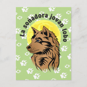 Cartão Postal junger träumender Wolf Postkarte