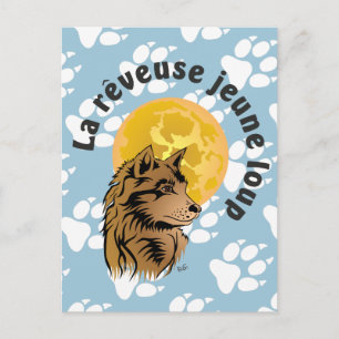 Cartão Postal junger träumender Wolf Postkarte