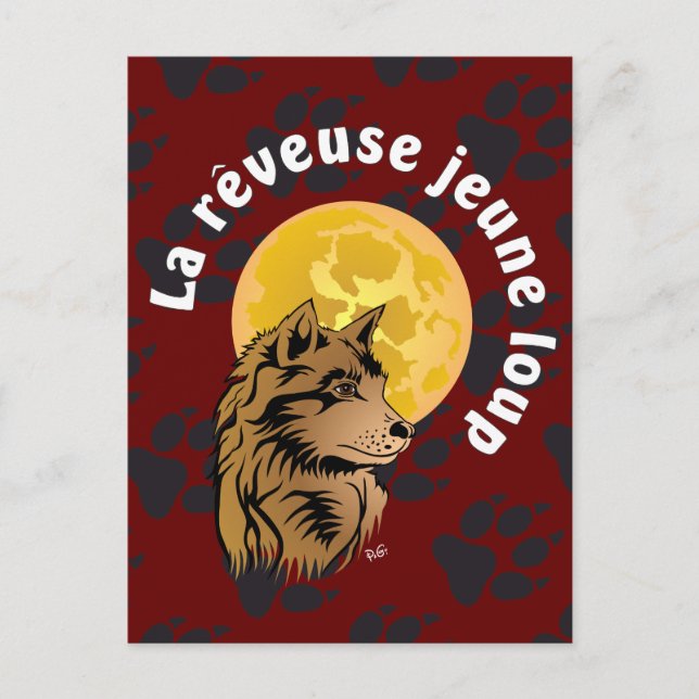 Cartão Postal junger träumender Wolf Postkarte (Frente)