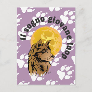 Cartão Postal junger träumender Wolf Postkarte