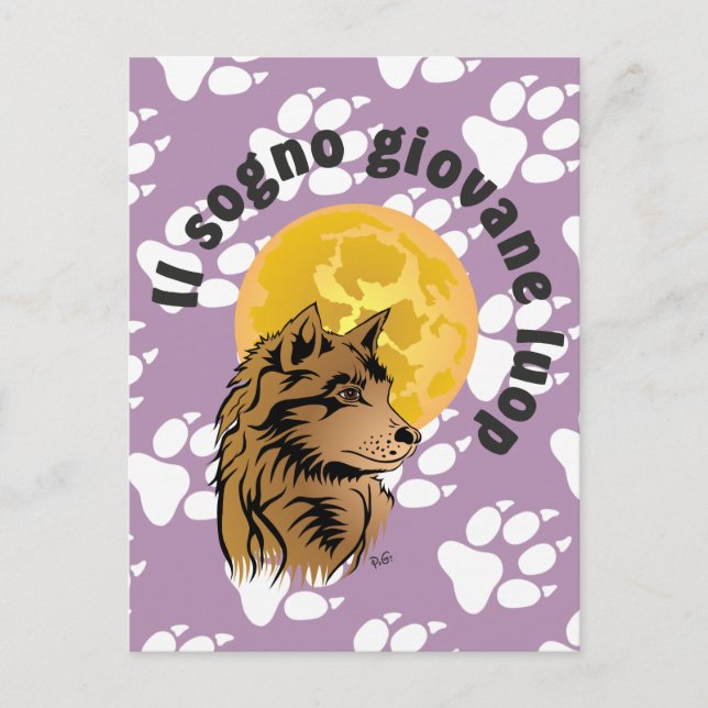 Cartão Postal junger träumender Wolf Postkarte (Frente)