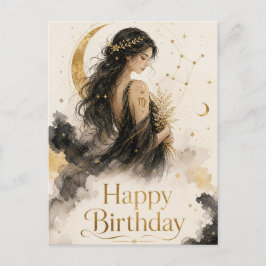 Cartão Postal Jungfrau Happy Birthday Aquarell Design