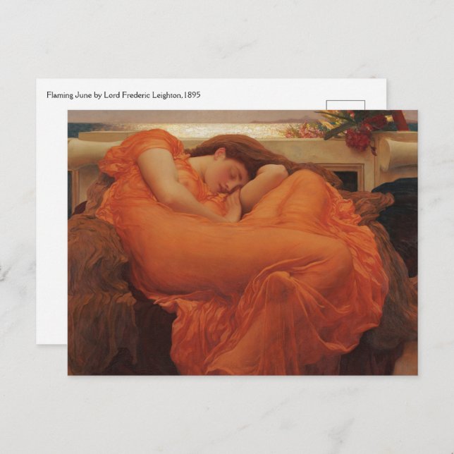 Cartão Postal Junho flamejante por Lord Frederic Leighton (Frente/Verso)