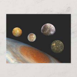 Cartão Postal Júpiter e Quatro Luas Satélites Galileanos