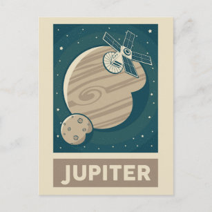 Cartão Postal Jupiter Retro Galaxy Satélite