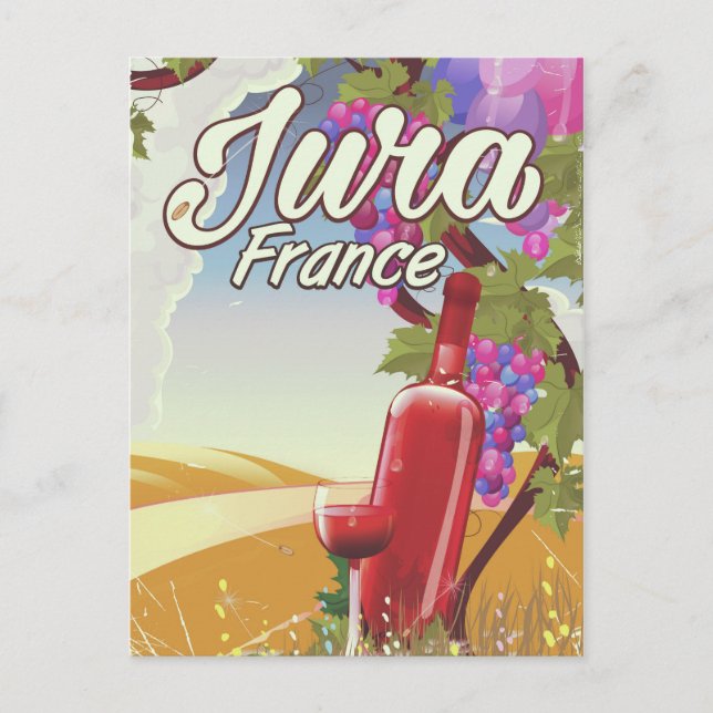 Cartão Postal Jura France poster de viagens de vinhas (Frente)