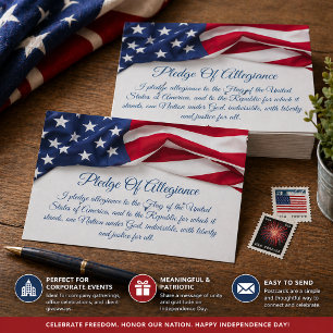 Cartão Postal Juramento de Fidelidade Bandeira Americana Script