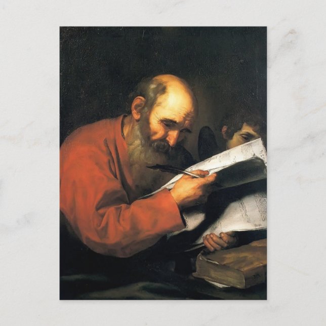 Cartão Postal Jusepe de Ribera- Rua. Matthew com o anjo (Frente)