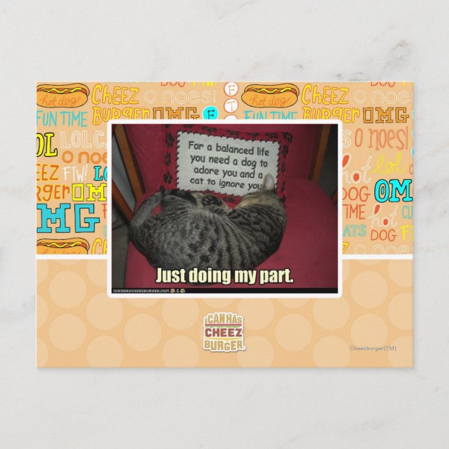 Cartão Postal Just doing my part. (Frente)