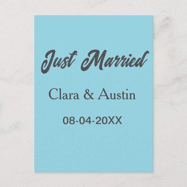 Cartão Postal Just Married add couple name date year wedding sim (Frente)