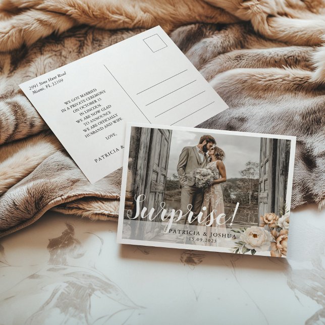 Cartão Postal Just Married Wedding Announcement Postcard (Criador carregado)