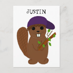 Cartão Postal Justin Beaver Cartoon