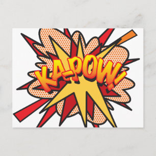 Cartão Postal KA-POW Diversão Arte Pop de Quadrinhos Retrô