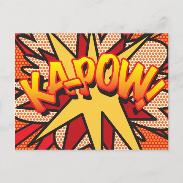 Cartão Postal KA-POW Diversão Arte Pop de Quadrinhos Retrô Diver (Frente)