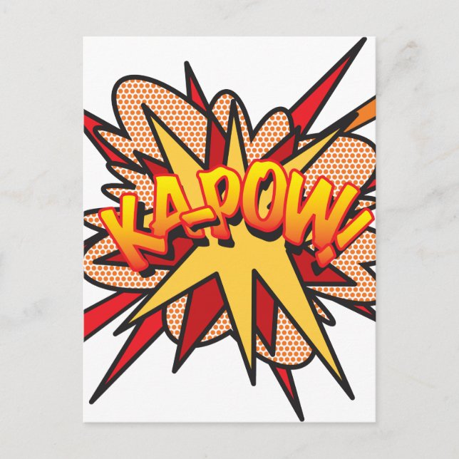 Cartão Postal KA-POW Diversão Retro Quadrinhos Pop Arte (Frente)