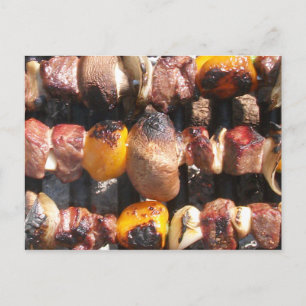 Cartão Postal Kabobs Skewered em Grill