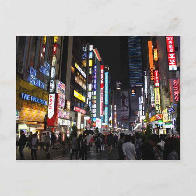 Cartão Postal Kabukichō Tokyo Neons por Noite (Frente)