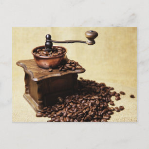 Cartão Postal Kaffeebohnen Kaffeemühle