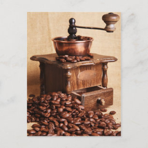 Cartão Postal Kaffeebohnen Kaffeemühle