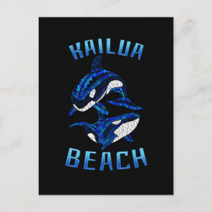 Cartão Postal Kailau Beach Hawaii Vacation Tribal Whale Orcas