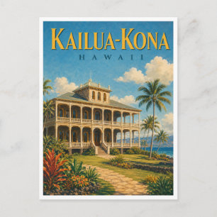 Cartão Postal Kailua-Kona Havaí Palácio Hulihee GeoSaga