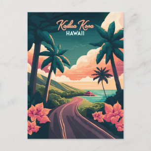 Cartão Postal Kailua Kona Hawaii Big Island Sunset Retro