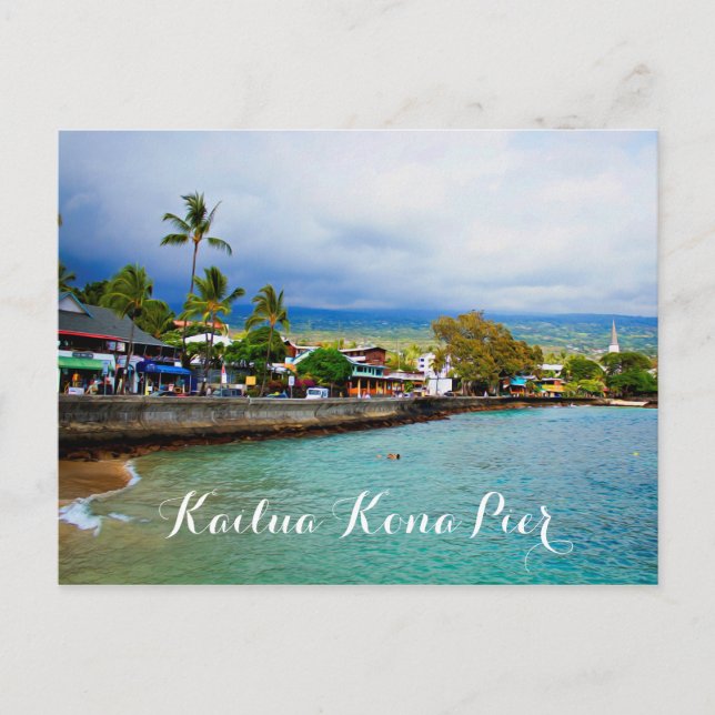 Cartão Postal Kailua Kona Pier Hawaii - Pintor a óleo Arte Digit (Frente)