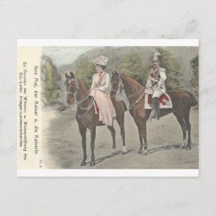 Cartão Postal Kaiser Wilhelm II e imperatriz em cavalos #037SS