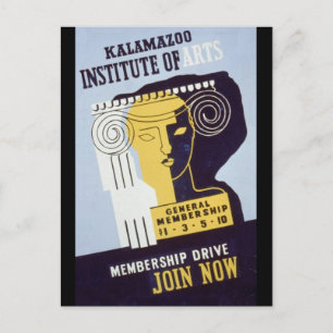 Cartão Postal Kalamazoo Institute of Arts - WPA Poster -